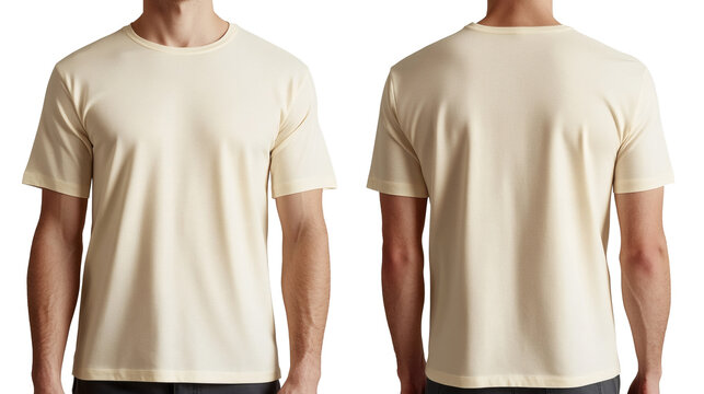 Casual tee shirt mockup in off white showcasing front and back views, perfect for apparel design and product presentations