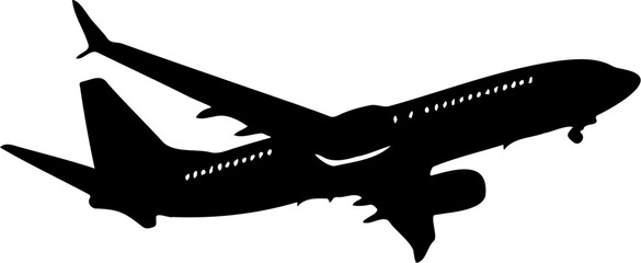 vector illustration of airplane silhouette, isolated on white