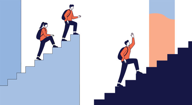 Illustrating the concept of diverse career paths and opportunities available through education and personal growth opportunities