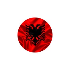 Albania Flag in Circular Design with Fabric Fold Texture