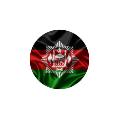 Afghanistan Flag in Circular Design with Fabric Fold Texture