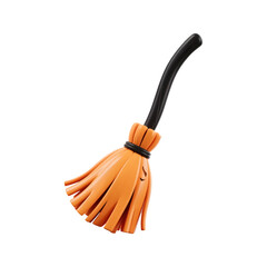 3d rendering A stylized orange witch s broom with a black handle isolated on transparent background