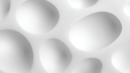 Ultra-minimalist white abstract surface with concave shapes, glowing softly in a futuristic design