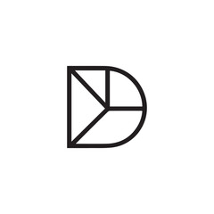 A creative minimalist " D" letter logo design with black and white color.