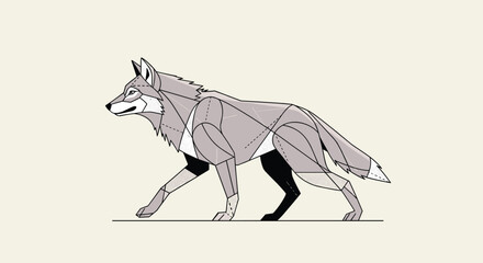 Fototapeta premium Animated Illustration of a Stylized Fox Walking Gracefully Through a Landscape