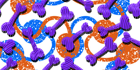Dog Bone vector dog paw doodle Seamless pattern. Packaging paper design, pet food accessories package.