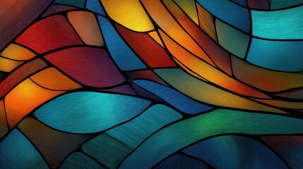 Vibrant stained glass, abstract design