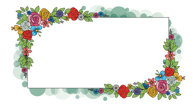 Beautiful Floral Border with Blank White Space for Text and Decorative Elements