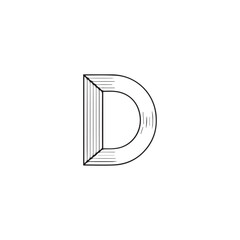 A creative minimalist " D" letter logo design with black and white color.