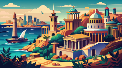 Beirut, Lebanon – Mediterranean charm and cultural resilience meet among Roman ruins and sea views. A layered, emotive city ideal for deep vector storytelling.
