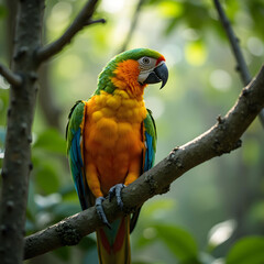 Obraz premium View of parrot perching on tree
