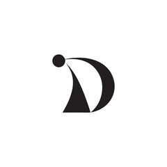 A creative minimalist " D" letter logo design with black and white color.