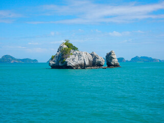 Rock Island in Deep Blue Sea in the Gulf of Thailand