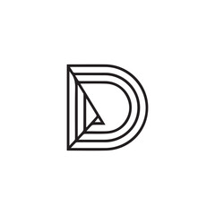 A creative minimalist " D" letter logo design with black and white color.