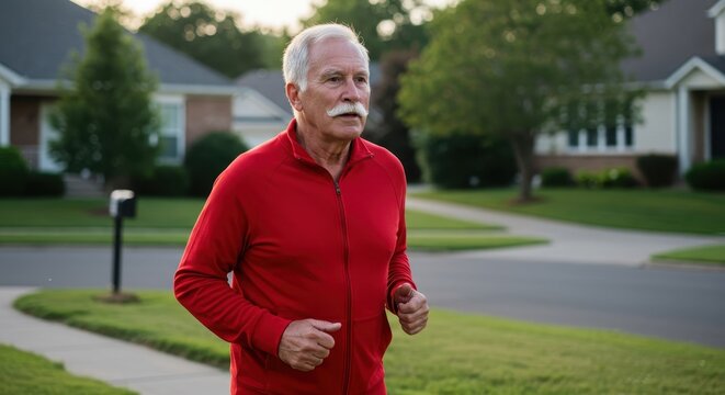 Senior Man Jogging While Exercising And Embracing Healthy Life
