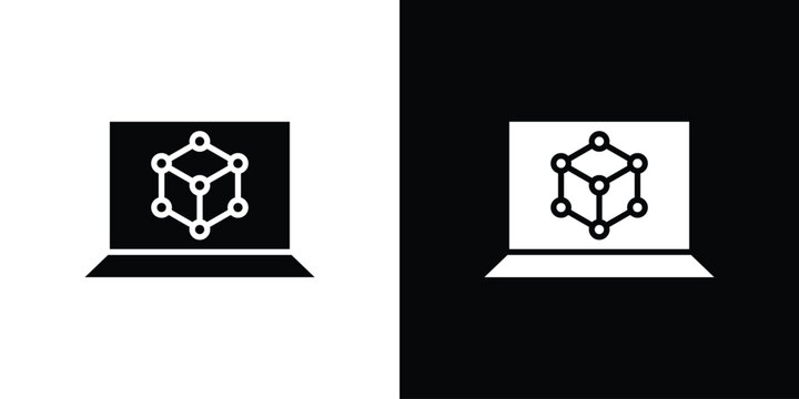 Computer simulation icon vector, solid illustration, pictogram set.