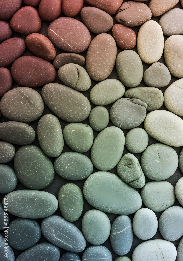 Poster a collection of smooth, rounded pebbles arranged in a gradient pattern from dark to light.