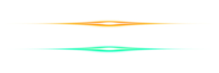 Horizontal Lens Flare Effects / Orange & Green Light Streaks on transparent background PNG 