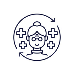 geriatric care line icon on white