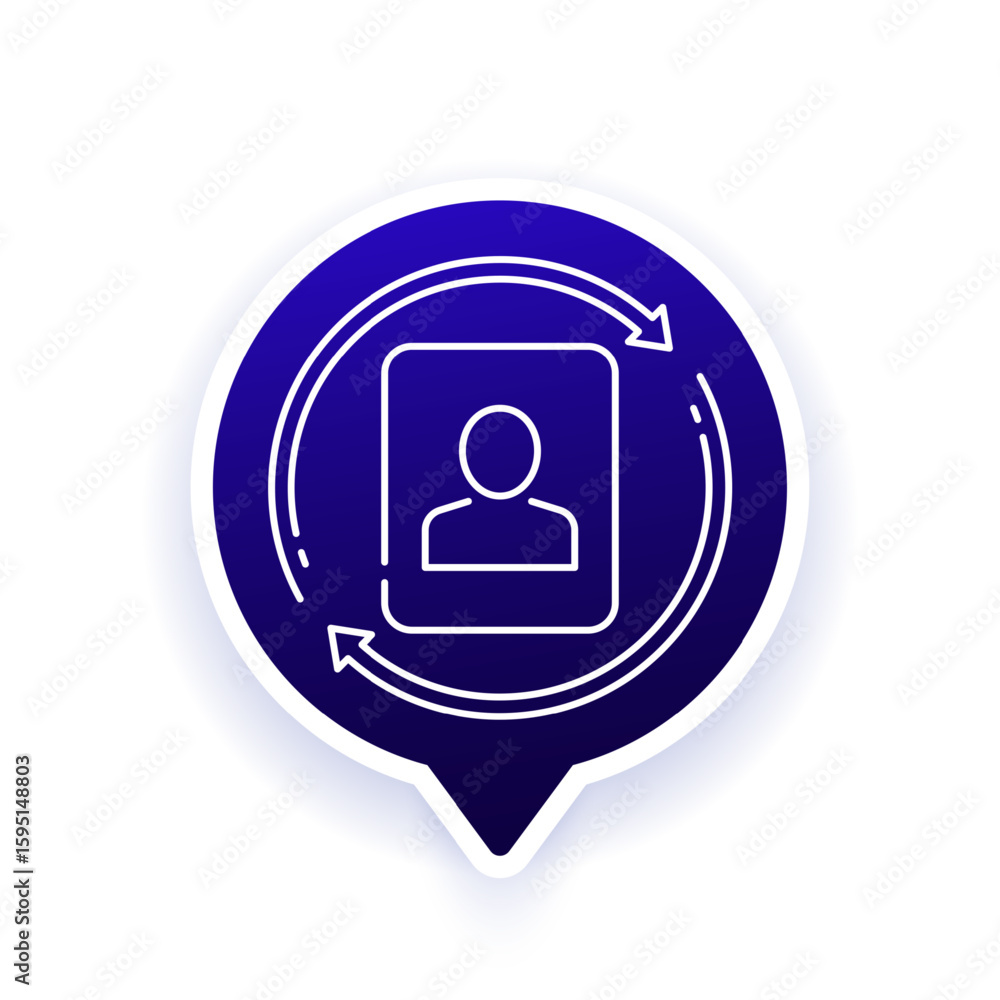Poster random user line icon with a card