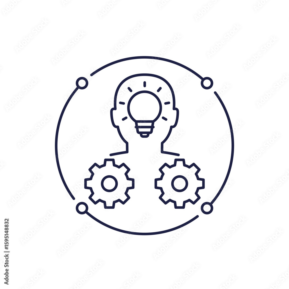 Poster technical skills icon in line design