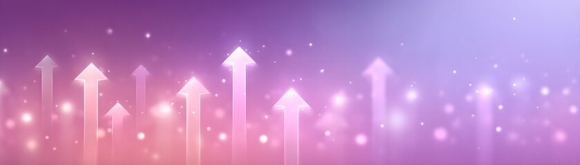 Abstract background with glowing upward arrows in shades of purple and pink, symbolizing growth, progress, and success.