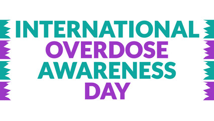 International Overdose Awareness Day text with side lines on a White background. Which is observed every year in August to celebrate International Overdose Awareness Day.