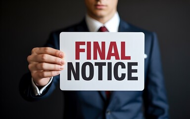 Man holding final notice sign image