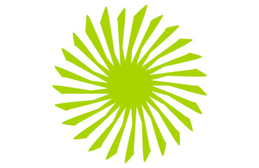 Green radial burst icon with pointed rays for abstract symbols and dynamic elements