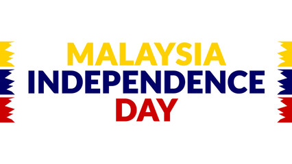 Malaysia Independence Day text with side lines on a White background. Which is observed every year in August to celebrate Malaysia Independence Day.