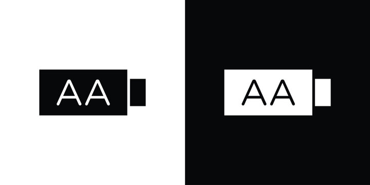 AAA battery icon vector, solid illustration, pictogram set.