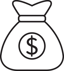 Money bag line icon. Dollar sterling, American economy, Wealth and currency Symbol. Perfect for saving, banking fintech service financial infographic cash tracking tool, economic visual presentation.