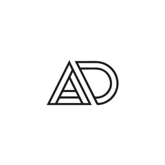 A creative minimalist " AD" letter logo design with black and white color.