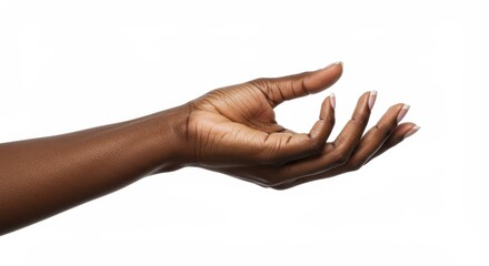 Black Person Hand Holding Something Against White Background