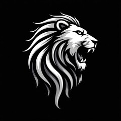 Obraz premium lion head silhouette black white 