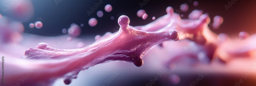 Aufkleber dynamic pink liquid splash in motion with abstract macro detail