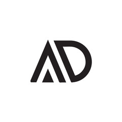 A creative minimalist " AD" letter logo design with black and white color.