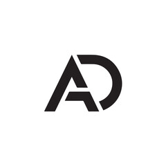A creative minimalist " AD" letter logo design with black and white color.