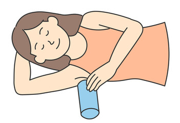 Woman Foam Rolling Underarm Muscles
An illustration of a woman performing myofascial release under her arm with a foam roller. Useful for fitness tutorials, stretching routines, and health content.