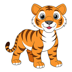 cartoon tiger on transparent background