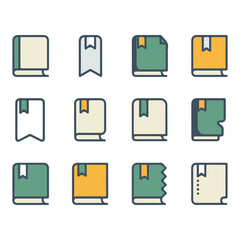 Bookmark and Book Icons in Soft Color Style