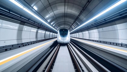 Obraz premium Train Entering Tunnel at Speed Motion Blur Effect