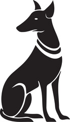 Black Silhouette of a Dog Sitting Collar Egyptian Style Artwork vector