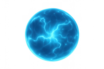 Electric currents flowing inside a blue energy sphere on transparent background, ideal for visual effects and motion graphics