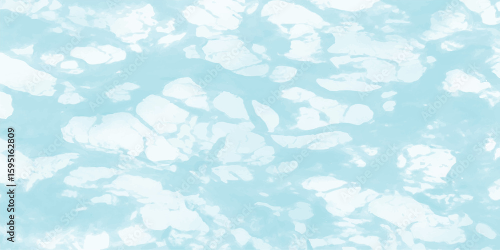 Poster watery surface design with layered white and light blue elements creating a visual texture represent
