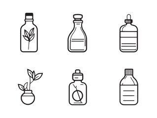 minimal oil bottle line drawing for healthy lifestyle concept
