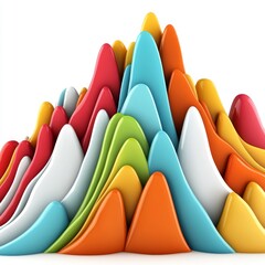 Abstract 3D colorful landscape Multicolored glossy peaks and valleys Graphic