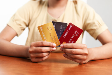 Credit card selection process home financial tools indoor close-up personal finance insights