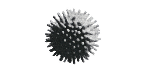 Retro Halftone Virus. Vintage Medical Graphic Illustration Isolated On Transparent Background