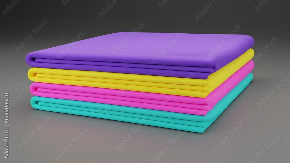 Aufkleber animated stack of colorful fabric rolls in different angles and various perspectives